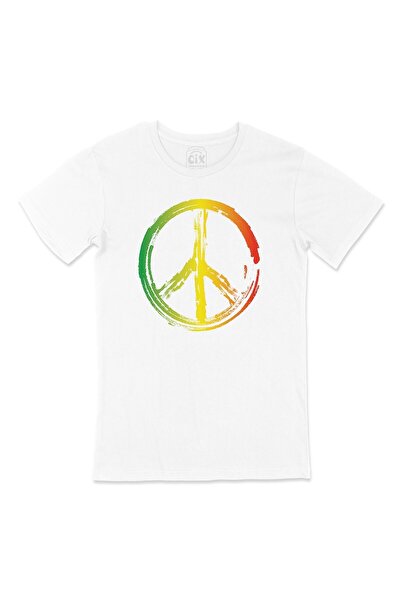 Cix White T-Shirt with Peace Symbol Pocket Logo Design