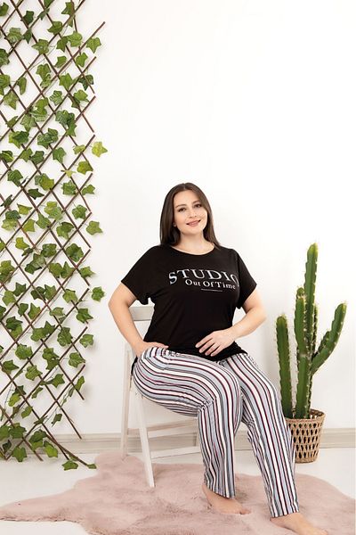 Yenimodam Short Sleeve Women's Pajama Set - Large Size 10951