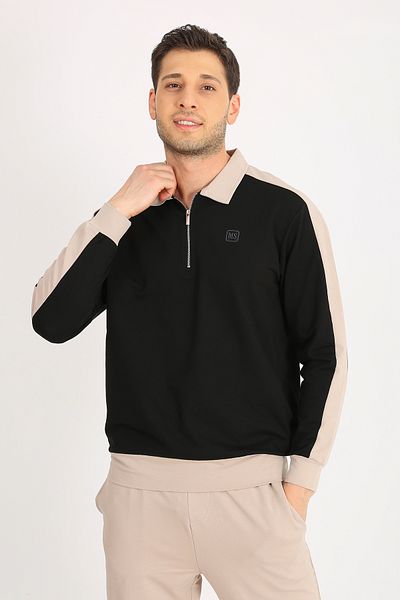 LACİVERTMEN 7070 Regular Fit - Half Zippered Double Color Matching Men's Set