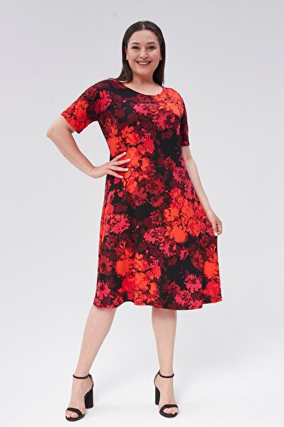 Alesia Floral Patterned Viscose Short Sleeve Dress