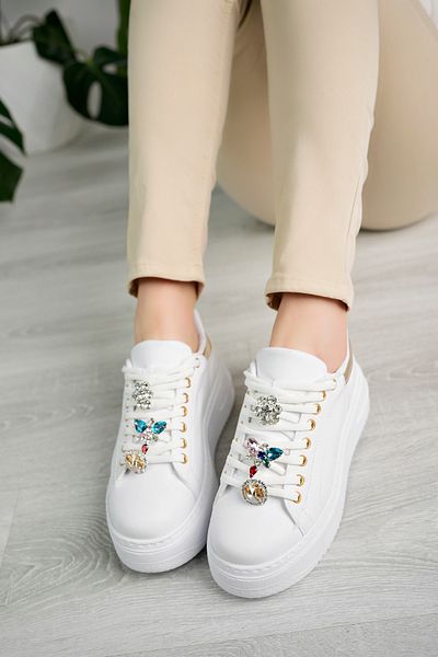 Saks Gardrop Pantofi sport cu șireturi, cu talpă groasă, cu pietre colorate