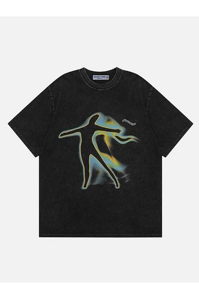 Gofeel Μαύρο μπλουζάκι Unisex Twin Ghost Oversize