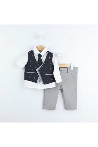 Babyhola Baby Boy 4-Piece Holiday Suit - Tie Vest, Shirt, Trousers 15061