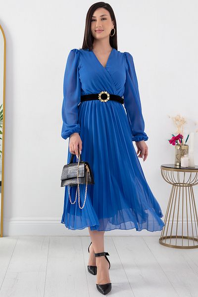 PULLIMM GRS3314 Model Rochie din Sifon - Plis Fusta