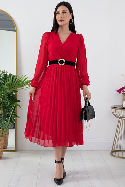 PULLIMM GRS3314 Model Rochie din Sifon - Plis Fusta