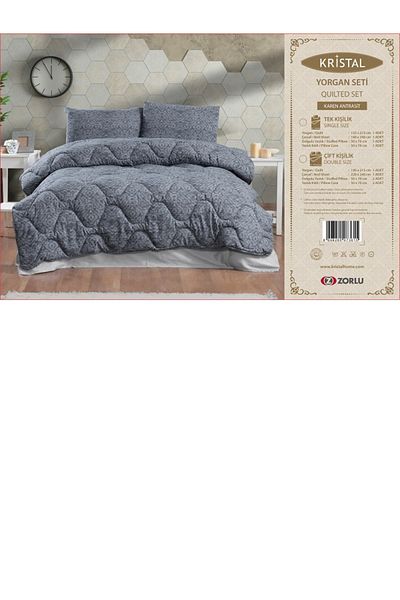Taç Crown Crystal Terry Cotton Quilt Pillow Set Simuzar Coffee