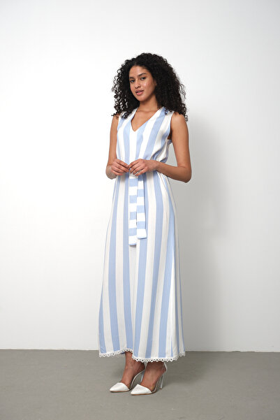 LEAF Fashion for Women Çizgili Tüvit Jile Elbise