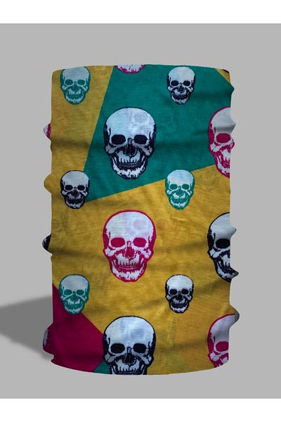LU&MA Colorful Skull Patterned Neck Collar - Baf