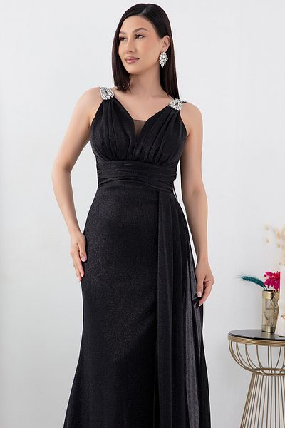 PULLIMM Rochie de seară din piatră cu umăr cu sclipici - 39844