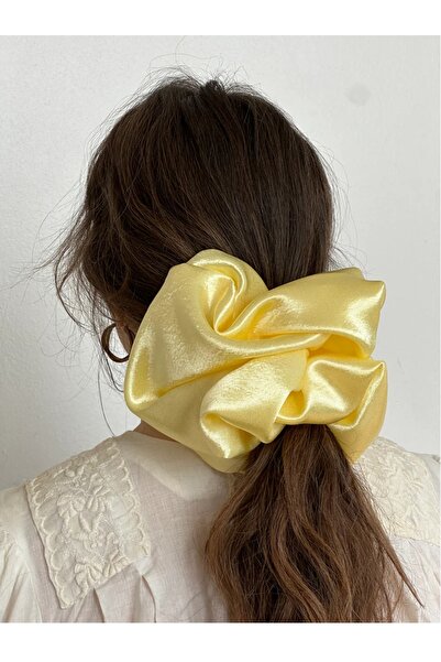 Atılgan Grp Lüx İpek Saten Kumaş XXL Scrunchie Toka, En  Büyük Boy Simit Toka...