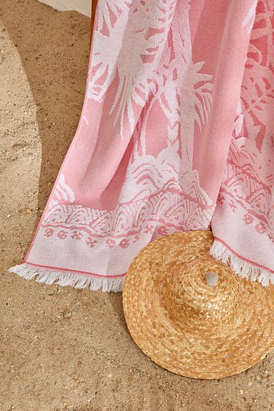 Karaca Home Coral Colored Palm Tree Patterned Children's Beach Towel