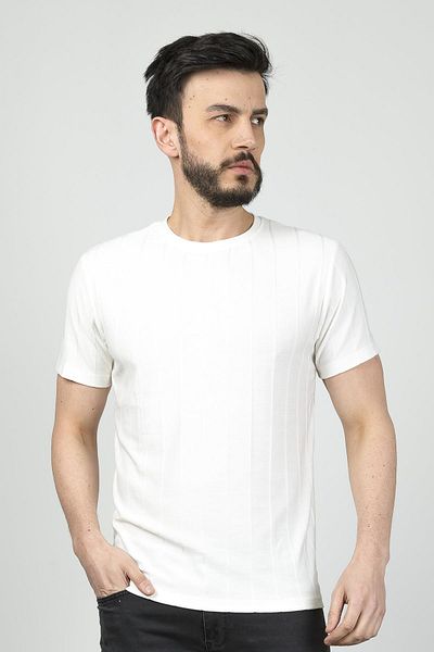 Cazador Ανδρικό μπλουζάκι B.Neck K.Sleep 4161 Εκρού