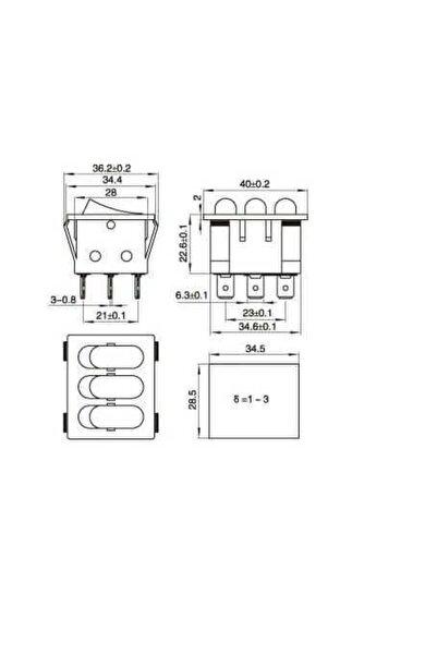 Motorobit KCD3 Üçlü Işıklı ON-OFF Anahtar 9 Pin