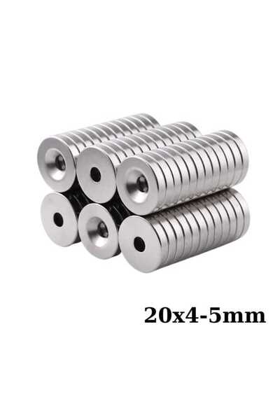 Motorobit 20x4-5mm Havşa Delikli Neodyum Güçlü Mıknatıs - Neodim Magnet