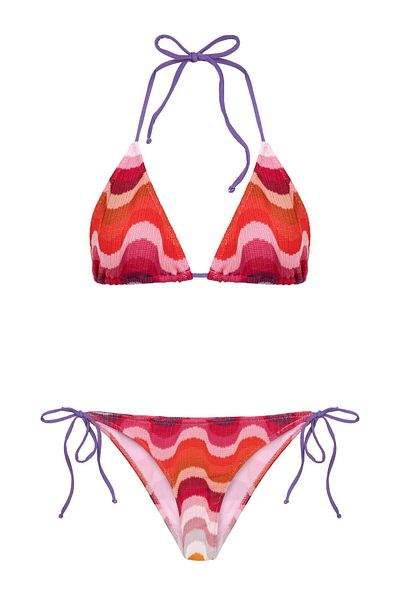 AQUELLA Knitwear Colorful Triangle Bikini Set