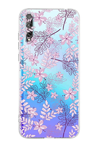 PrintiFy Huawei Psmart S Uyumlu Kamera Korumalı Floral Pudra Tasarımlı Şeffaf...