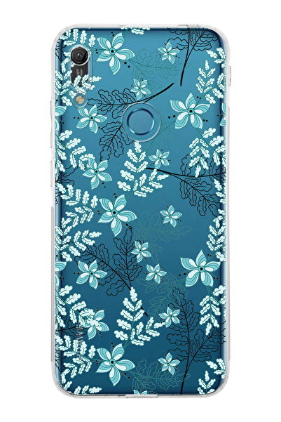 PrintiFy Huawei Y6 Pro 2019 Uyumlu Kamera Korumalı Floral Su Yeşili Tasarımlı...