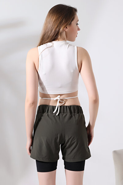 Zula Moda Kadın Siyah Düz Renk Iki Yan Cepli Uzun Boy Mayo Deniz Şortu