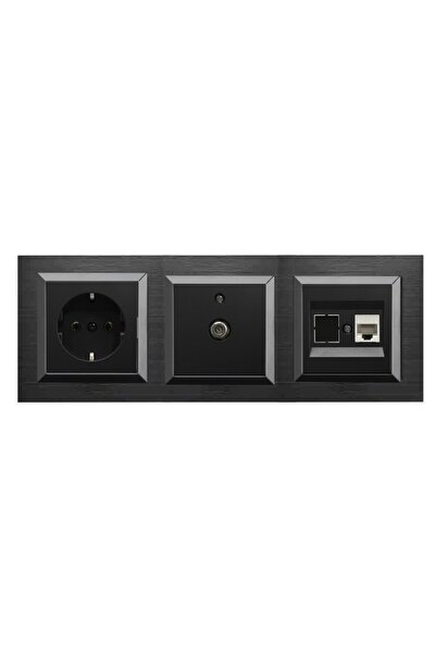 OVİVO Ovivo Quantum Black 3-Piece Set Grounded Socket, F Connector and Numeri...