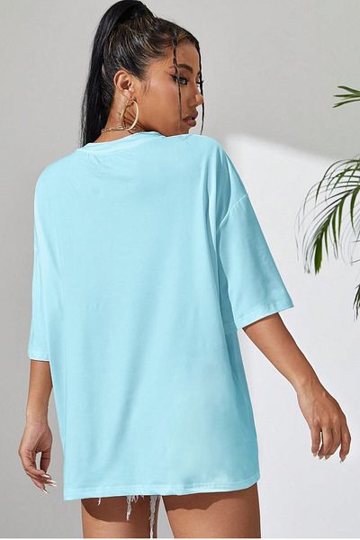 MODAGEN Μπλουζάκι Unisex Baby Blue Crew με λουλουδάτο μπλουζάκι με στάμπα με πεταλούδα