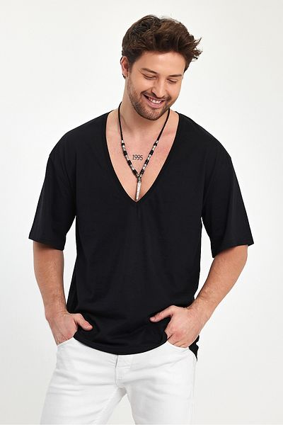BABBOSS Πλεονέκτημα πακέτου 2 μπλουζάκι με κοντό μανίκι με βαθύ λαιμό V και κομμένο σούπερ μεγάλο μέγεθος