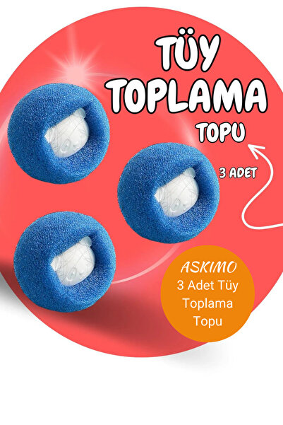 Askımo 3'lü Çamaşır Makinesi Tüy ve Kıl Toplama Kiti Topu