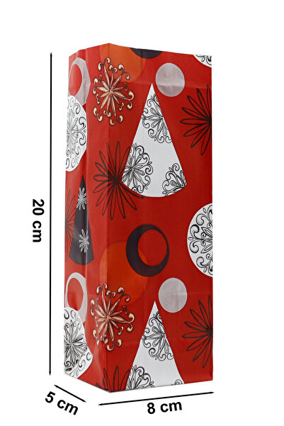 repro design Yılbaşı Temalı Kese Kağıdı 8x20x5 Cm 10 Adet Model:5