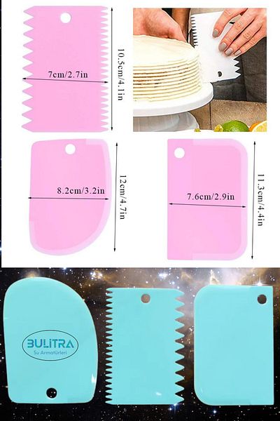 BULİTRA Su Armatürleri Set of 3 Dough Cutting and Scraping Apparatus Dough Pastry Pastry Cake Donut Shaper Cutter Scraper Set