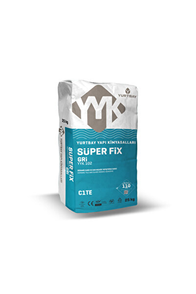 TOPALAKTİCARET Yurtbay Süper Fix 25KG Gri Seramik Yapıştırıcısı Karo Yapıştırıcı Çimento Esaslı Yer Seramiği