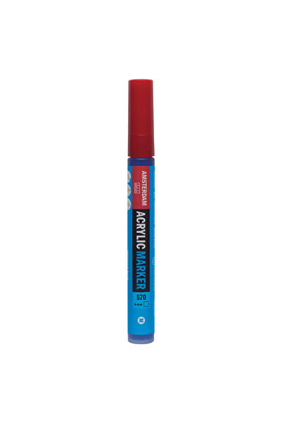 Amsterdam 4 mm Phthalo Blue Acrylic Marker - Pressingly Paint Removed, 570 Model