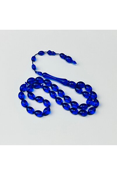 Han Ticarethane Mărgele de rugăciune din chihlimbar cu tăiere albastru bleumarin