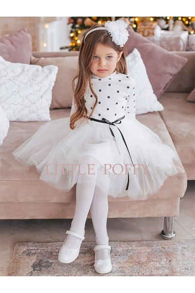 LP LittlePoffy Polka Dot Tulle Fuzzy Girls Kids dress 2-5 years old