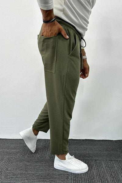 MADZEYMODA Ανδρικό Boyfriend Fit Twill Khaki Green Jogger