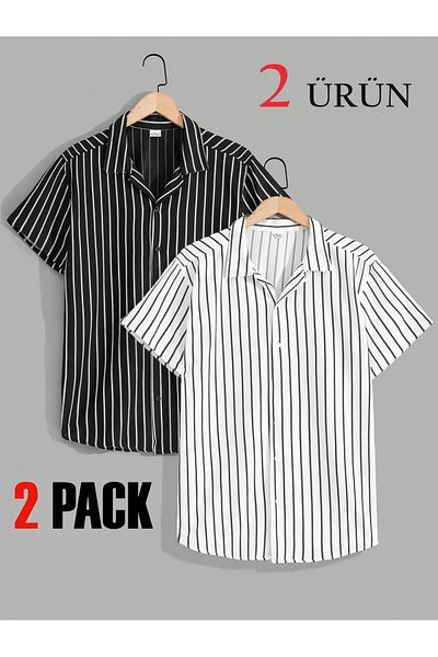 YNGMENCLASS Striped Cotton Texture 2-Piece Shirt Set