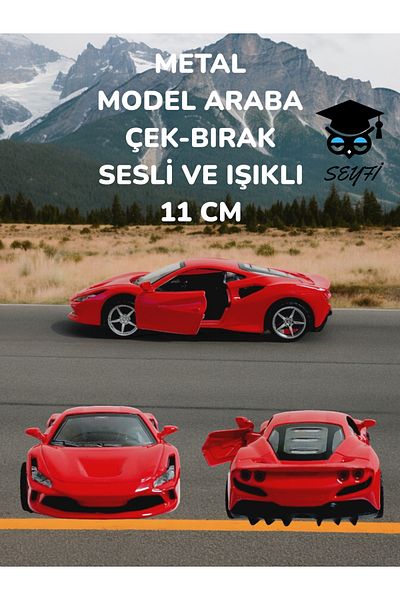 SEYFİKİRTASİYE Metal Model Car Pull-Drop with Sound and Light 11 cm