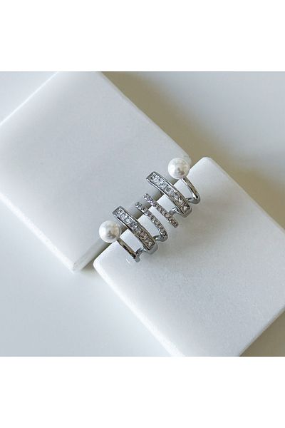 CHARMLUCKY Earrings with Steel Pearls 3Pc Appearance