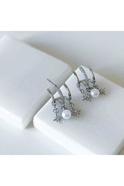 CHARMLUCKY Steel Star Dangle 3-Piece Appearance Earrings