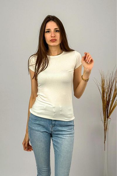 Betimoda Mânecă scurtă de damă cu gât crew body Ecru
