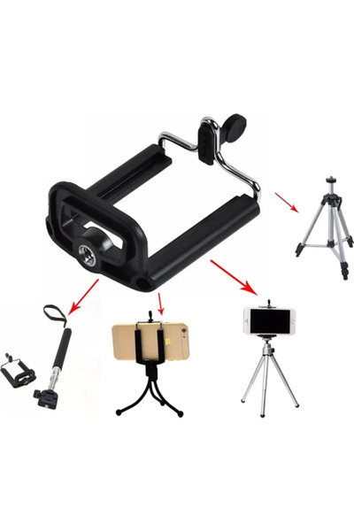 zeixpow Tripod Bağlantılı Telefon Tutucu Aparat Tripod Ve Selfie Çubuğu Bağla...