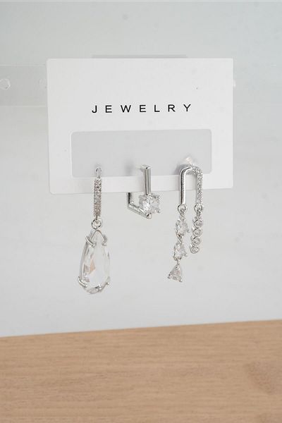 By Zeyna Aksesuar Vip Series Anti-Allergic Women's Earrings Set of 3 - YSX006