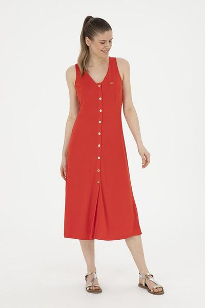 U.S. Polo Assn. Red V-Neck Women's Knitted Dress