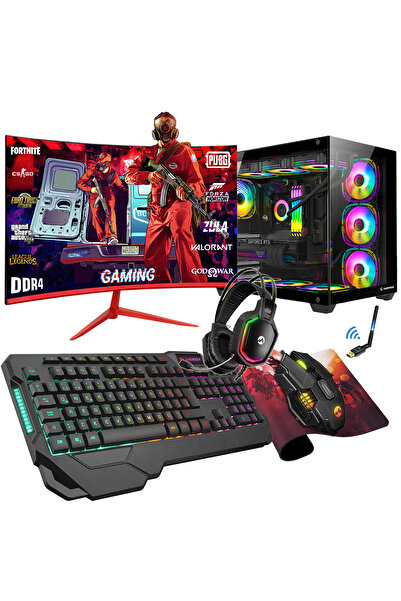 Zeiron Zgx55 Ryzen 5 3600 32GB Ram 1TB NVMe M.2 SSD RX550 GDDR5 23.8" Curved Oyuncu Masaüstü Bilgisayar