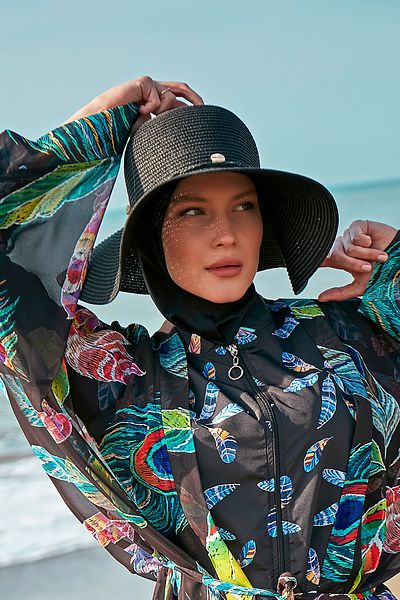 Remsa Mayo Черна сламена шапка Seashell Rş-65