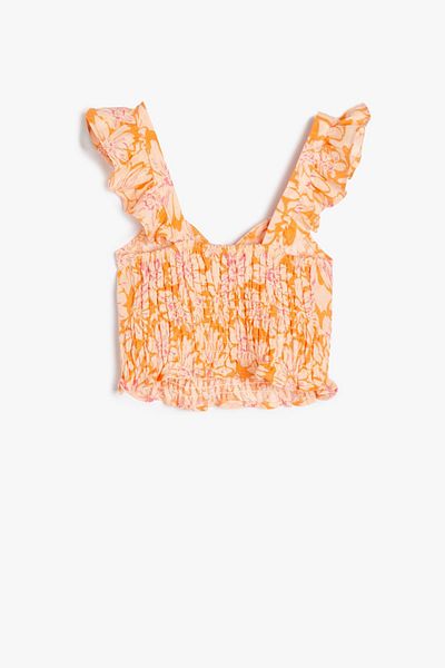 Koton Kids Orange Patterned Girl's Blouse 4SKG60056AW