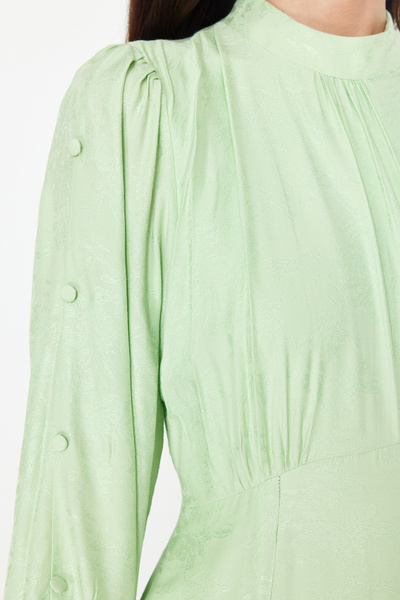 Trendyol Modest Φόρεμα με πράσινο λουλούδι ζακάρ υφαντό TCTSS24EB00064