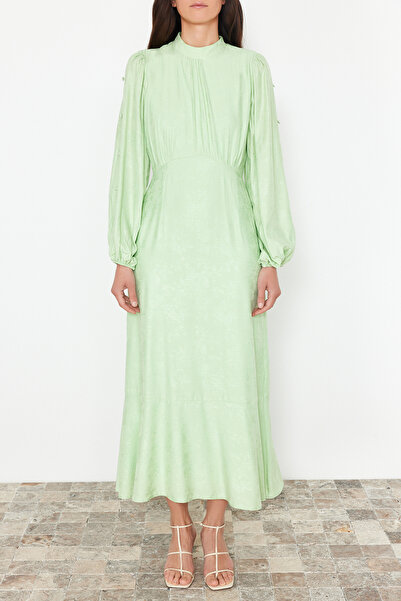 Trendyol Modest Φόρεμα με πράσινο λουλούδι ζακάρ υφαντό TCTSS24EB00064