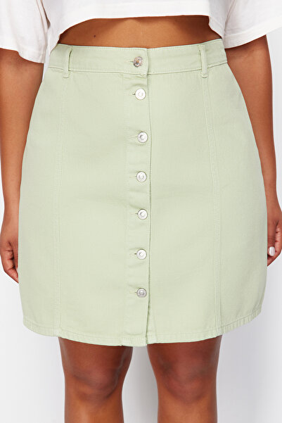 Trendyol Curve Menta gombos mini farmerszoknya TBBSS24AZ00045