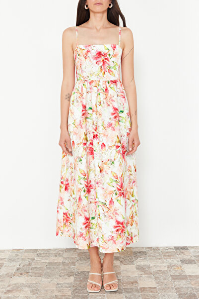 Trendyol Collection Multicolor Floral Print A-Cut Square Neck Woven Dress TWOSS23EL02382