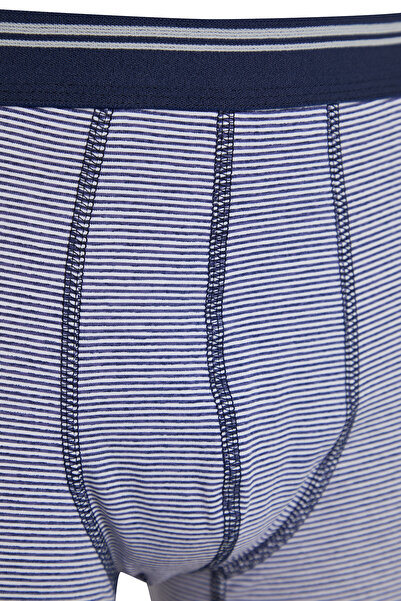 Trendyol Collection Sötétkék csíkos vegyes pamut boxer szett 3 db - TMNSS24BX00022