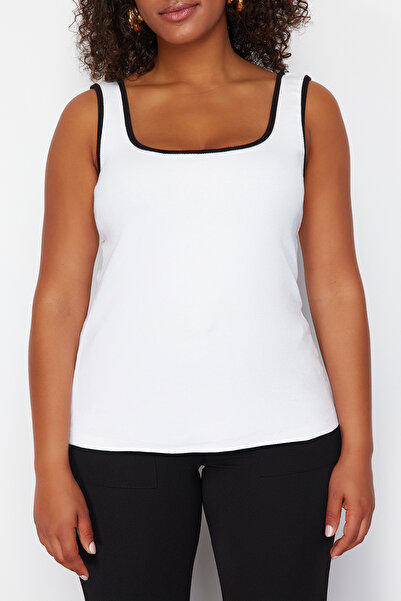 Trendyol Curve Πλεκτές σωλήνες αντίθεσης λευκού αθλητή TBBSS24CV00001 Μαύρες σωλήνες αντίθεσης πλεκτές αθλητές TBBSS24CV00001